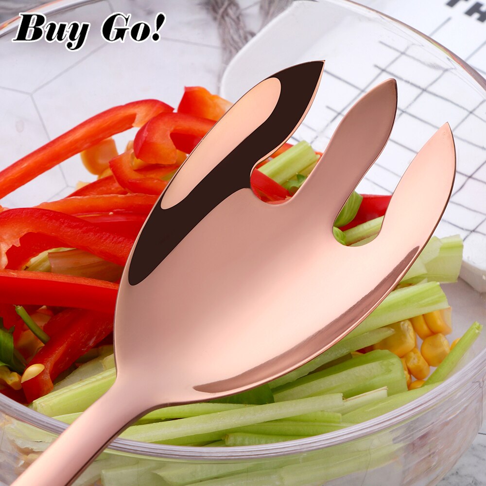 Juego de cucharas para servir ensalada, utensilios de Metal para ensalada