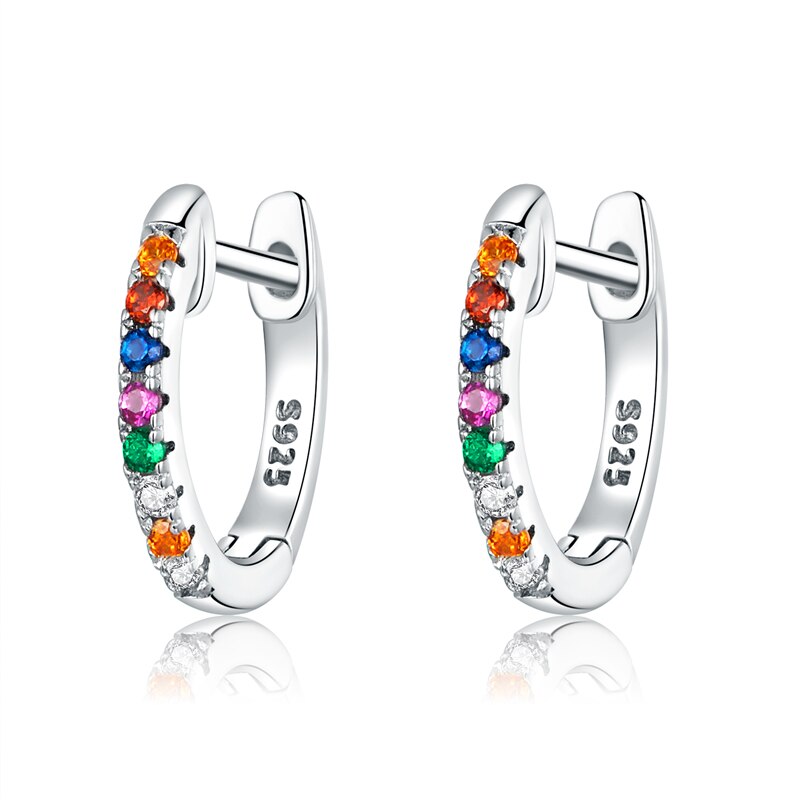 WOSTU Authentic 925 Sterling Silver 6 Color Small Circle Hoop Earrings For Women Wedding Noble Jewelry FIE498: FIE721