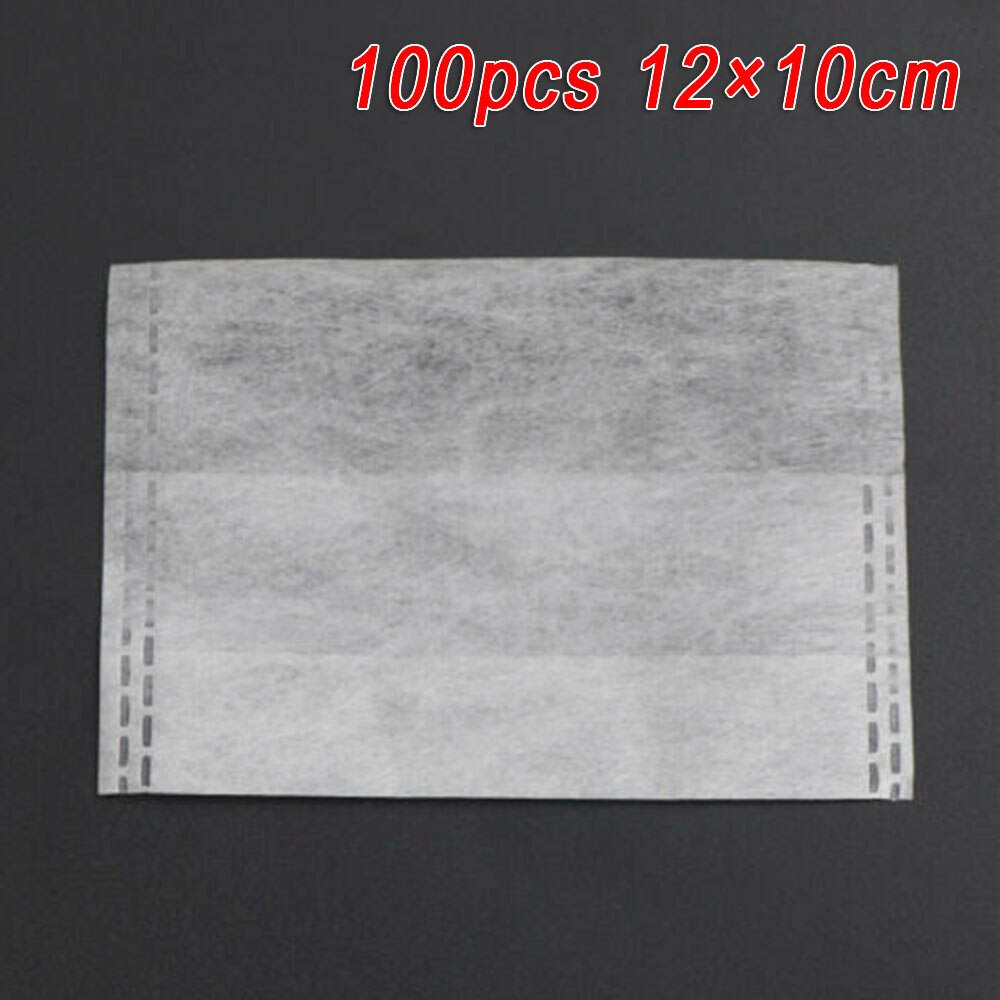 100 st/lot tepåsar 12*10cm återanvändbara tomma örtte-kryddorpåsar majsfiberförseglingsfilter medicinpåsar med dragsko