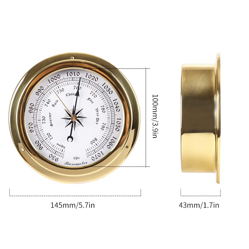 1 st mässing väska väderstation barometer temperatur hygrometer klocka och klocka tid 145mm 1-6 modell att välja  b91456