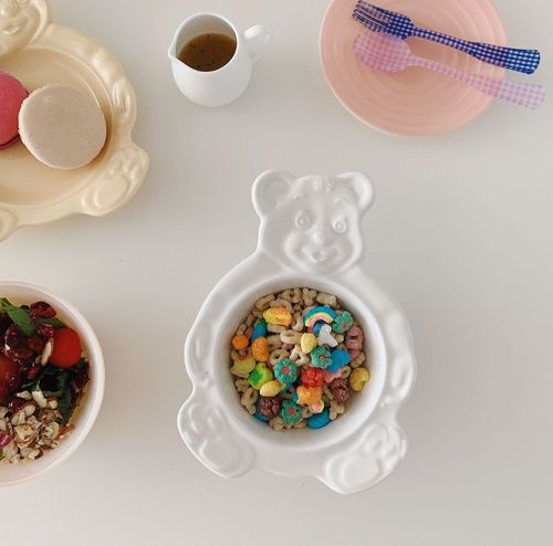 Koreaanse Versie Zoete Beer Dessert Kom Koreaanse Fruit Ontbijt Granen Kom Keramische Servies: White bowl
