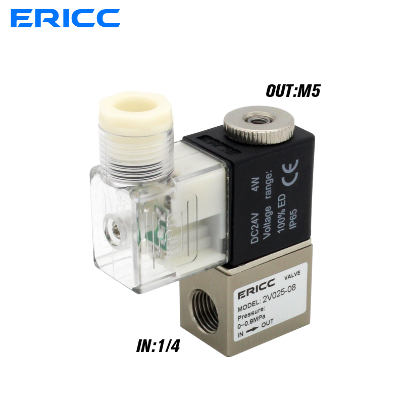 Válvula Solenoide de aire 2V025-08, normalmente abierta, 12V, 24V, 220V, 1/4 ", BSP, 2 vías, 2 posiciones, válvula de Control neumática