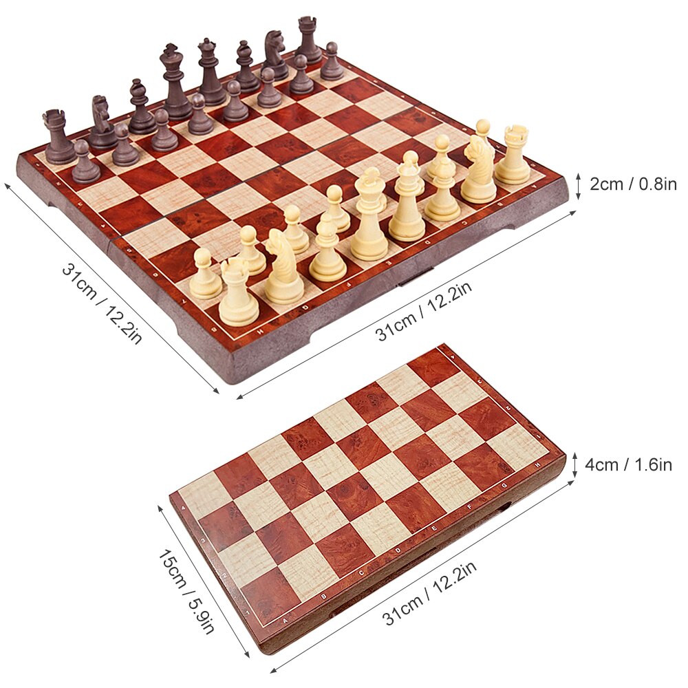 2-in-1 Magnetic Chess Set Folding Chess and Checkers Set Portable Chessboard Chess Games Draughts Entertainment Educational Toys: Default Title