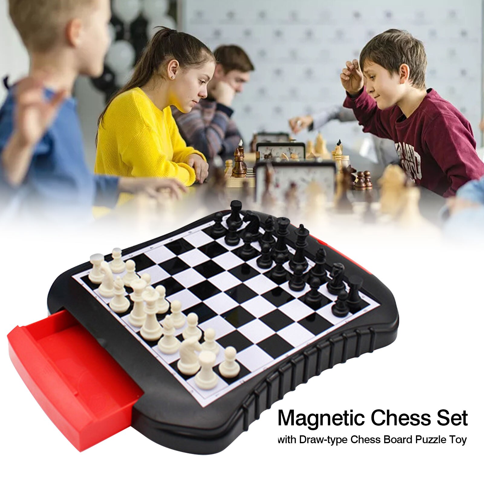 Magnetic International Chess Set With Drawer Portable Chess Board Puzzle Game Family Travel Toy Kids Educational Toy