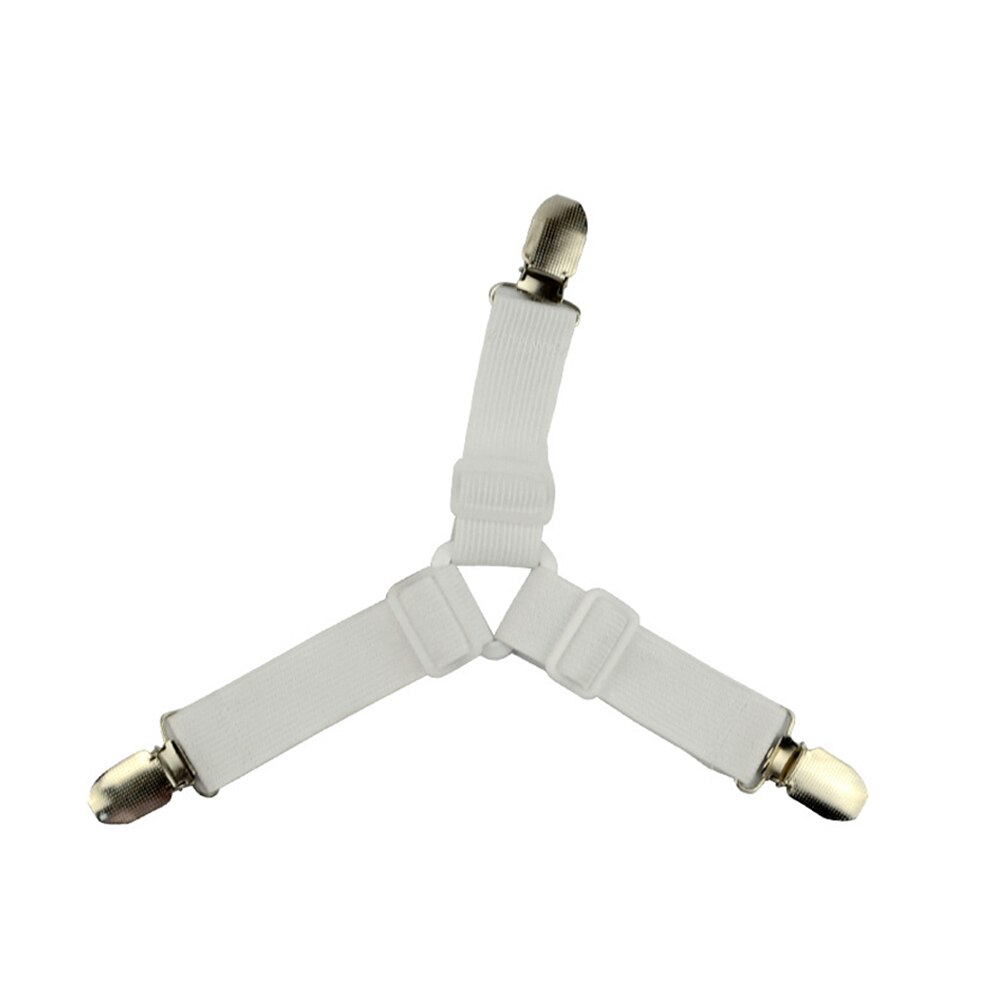 1/4PCS Stainless Steel Adjustable Elastic Triangle Bed Sheet Fasteners Mattress Cover Corner Holder Clip Fasteners Clothes Pegs: white 1pcs