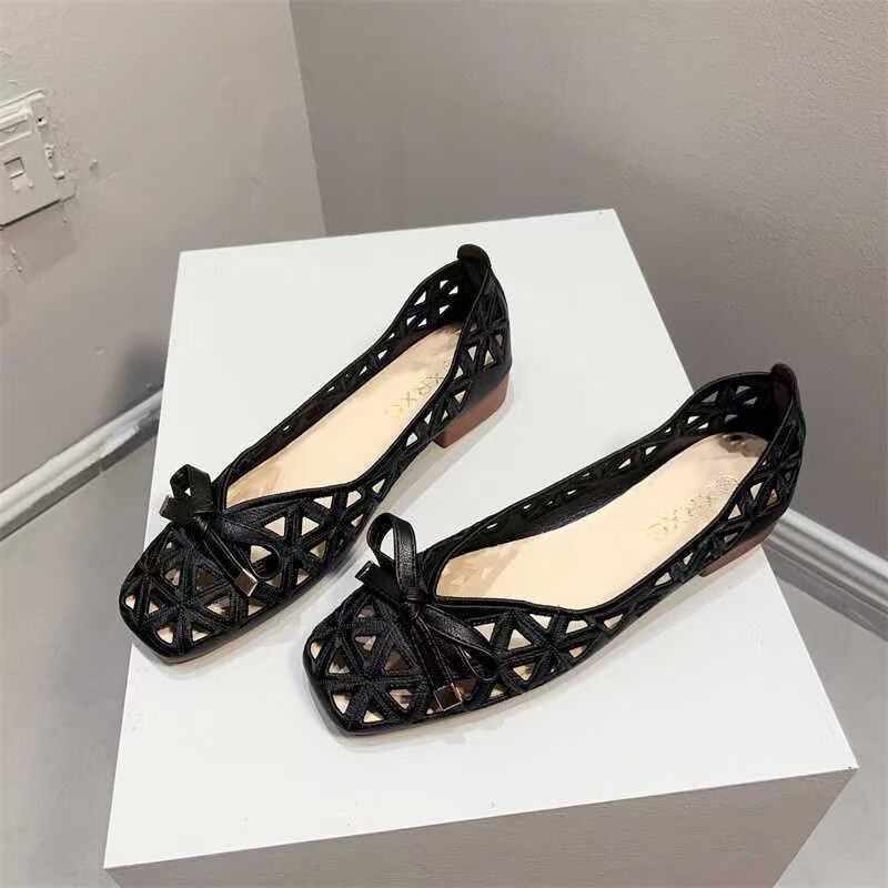 2025, mode dames zoete strik mesh flats - uitgehold raster puntig