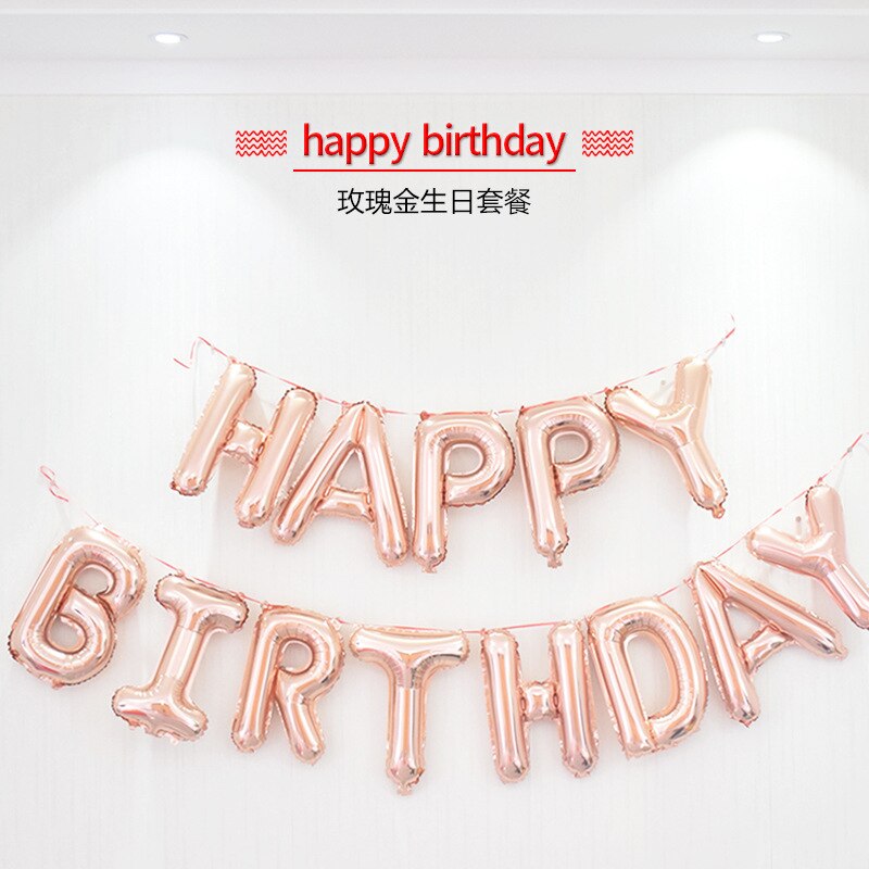 16 zoll Glücklich Geburtstag Rose Gold Buchstaben Folie Ballons Geburtstag Party Dekoration Kinder Alphabet Air Balloons Baby Dusche Liefert