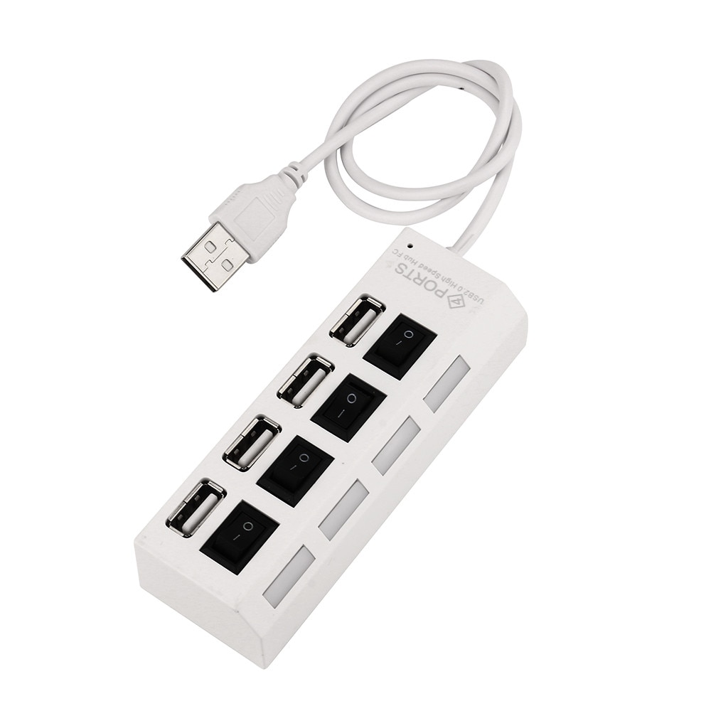 4 Port USB 2.0 Hub On/Uit Schakelaars DC Power Adapter Kabel Voor PC Laptop USB HUB Hoge speed USB 2.0 Hub PC Accessoires L0611
