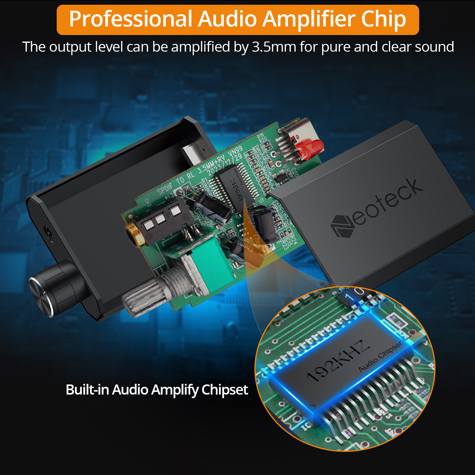Convertitore DAC Neoteck 192kHz convertitore Audio da SPDIF a 3.5mm AUX da digitale ad analogico adattatore Audio ottico da Toslink a 3.5mm