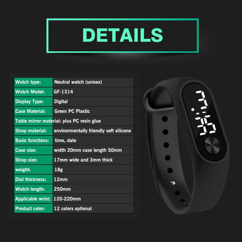 Digital LED Sports Watch Unisex Silicone Band Wrist Watches Men Women