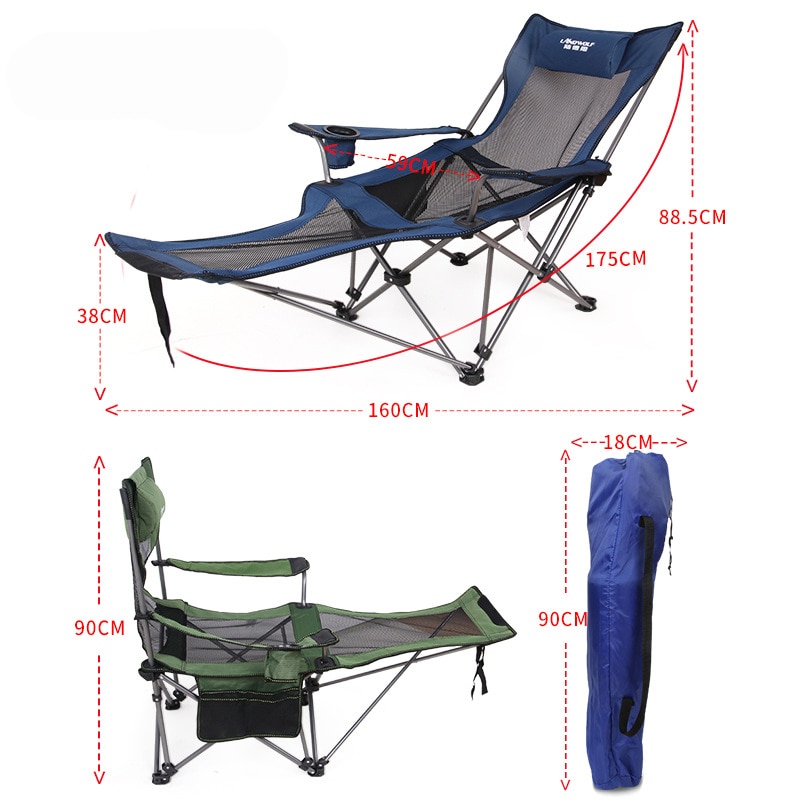 Draagbare Rugleuning Outdoor Vouwen Fauteuil Draagbare Back Vissen Dek Stoel Camping Leisure Kruk Lunchpauze Strand Kan Liggen
