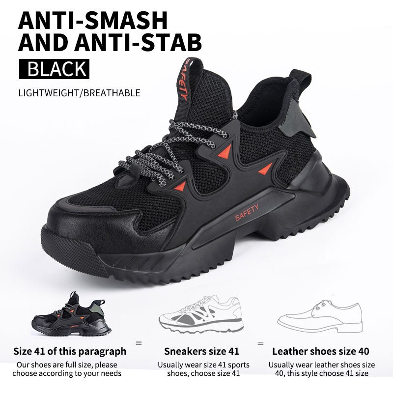 Chaussures d&#39;assurance contre les coups de couteau pour homme, souliers de sécurité respirants et confortables avec embout en acier: 38