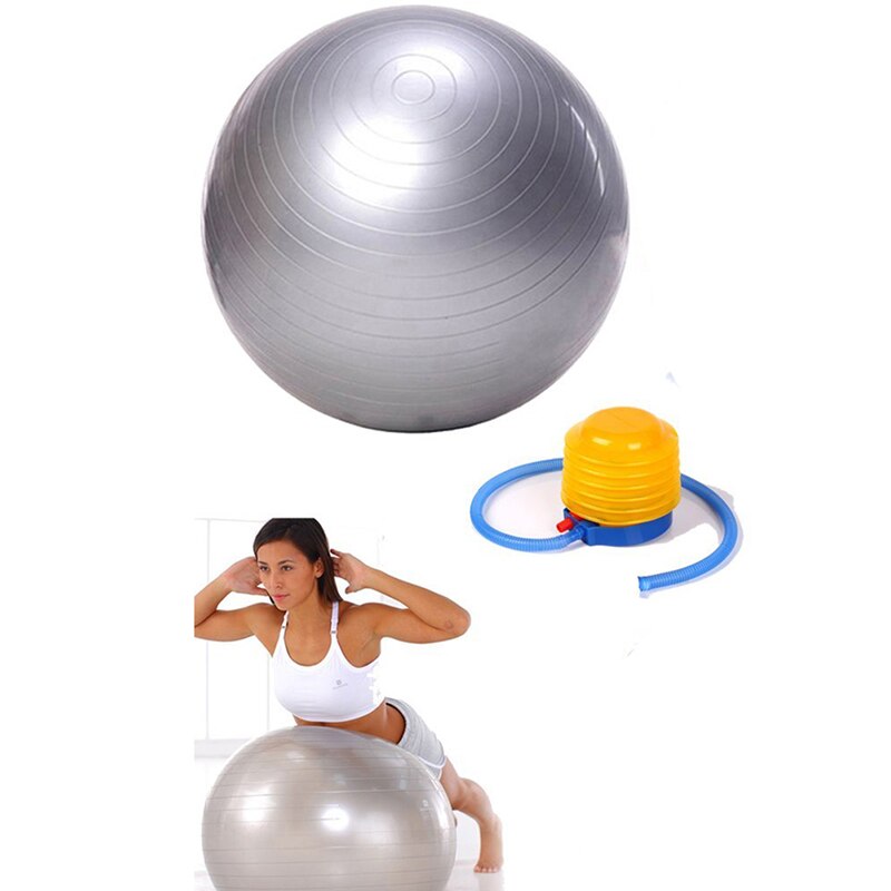 Oefenbal yogabal gratis pomp- barstbestendige fitnessballen ,65cm, ideaal voor yoga pilaties buik- en kernoefeningen (grijs 65 dia