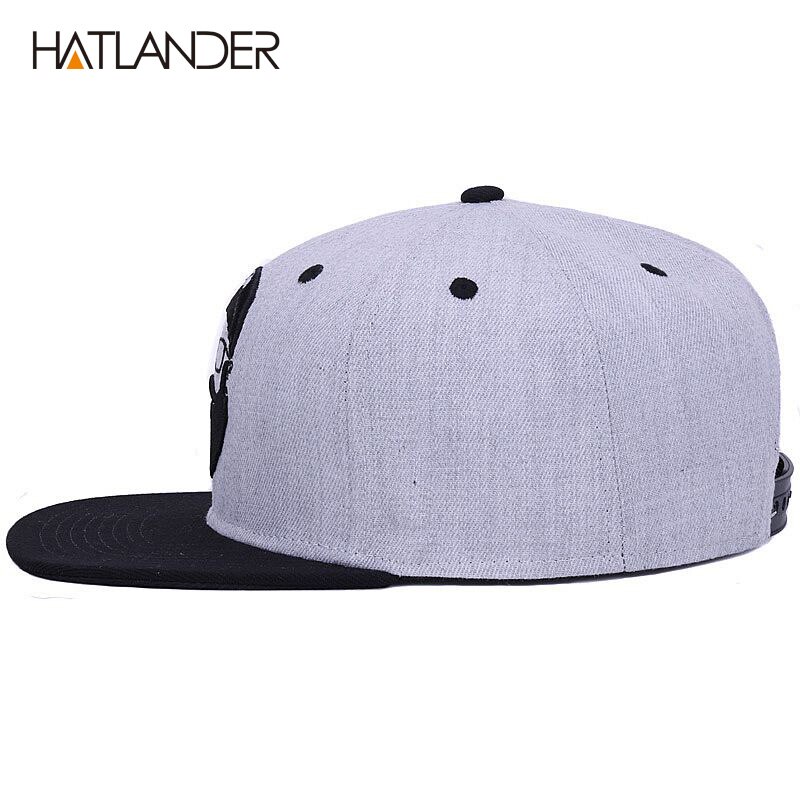 [HATLANDER]Original grey cool hip hop cap men women hats vintage embroidery character baseball caps gorras planas bone snapback