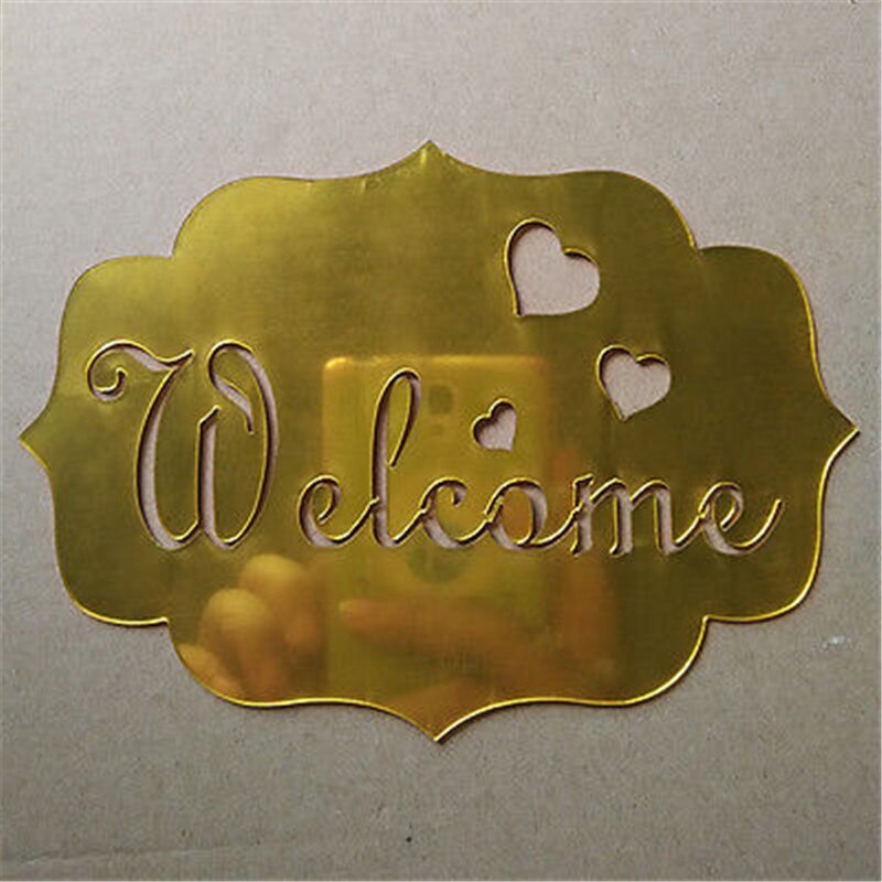 WELCOME Signs Entrance Home 3D Acrylic Door Plate Mirror Wall Stickers Logo Home Workroom Decoration Stickers