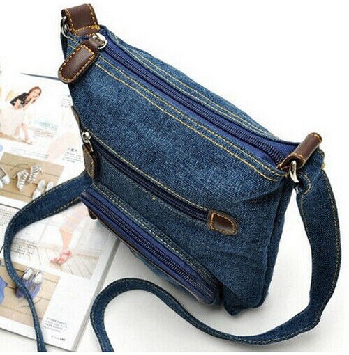 Neue lässig schulter Bote Denim tasche blau Cowboy stil Vorderseite tasche Handtasche