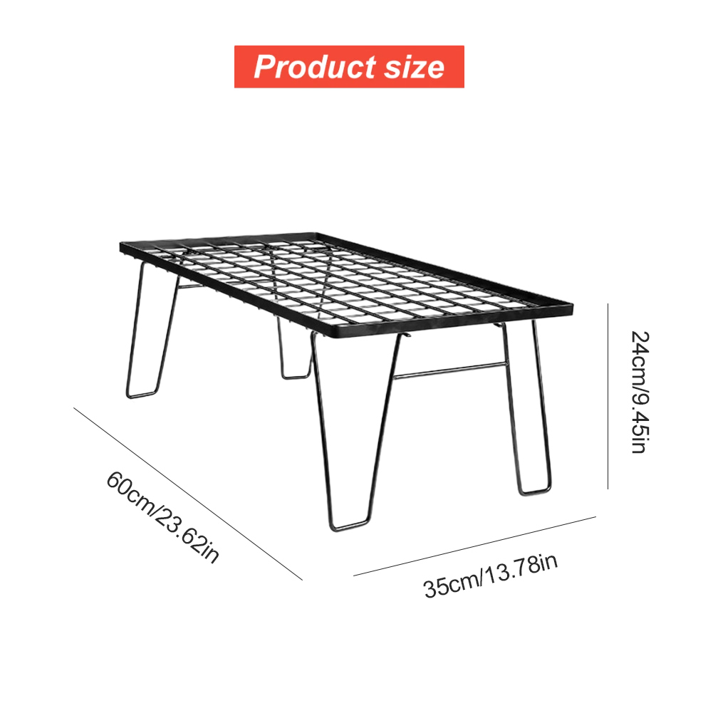 Mesa plegable de red de hierro con tablero de mesa y bolsa, mesa ligera para acampar, estante de cocina multifuncional para barbacoa al aire libre