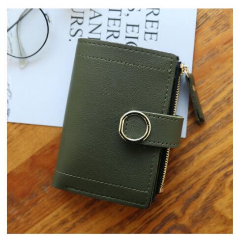 Portefeuille court femme de boucle pu cuir carte de crédit sac petite femme multi-carte offre spéciale pochette portefeuille: Dark green
