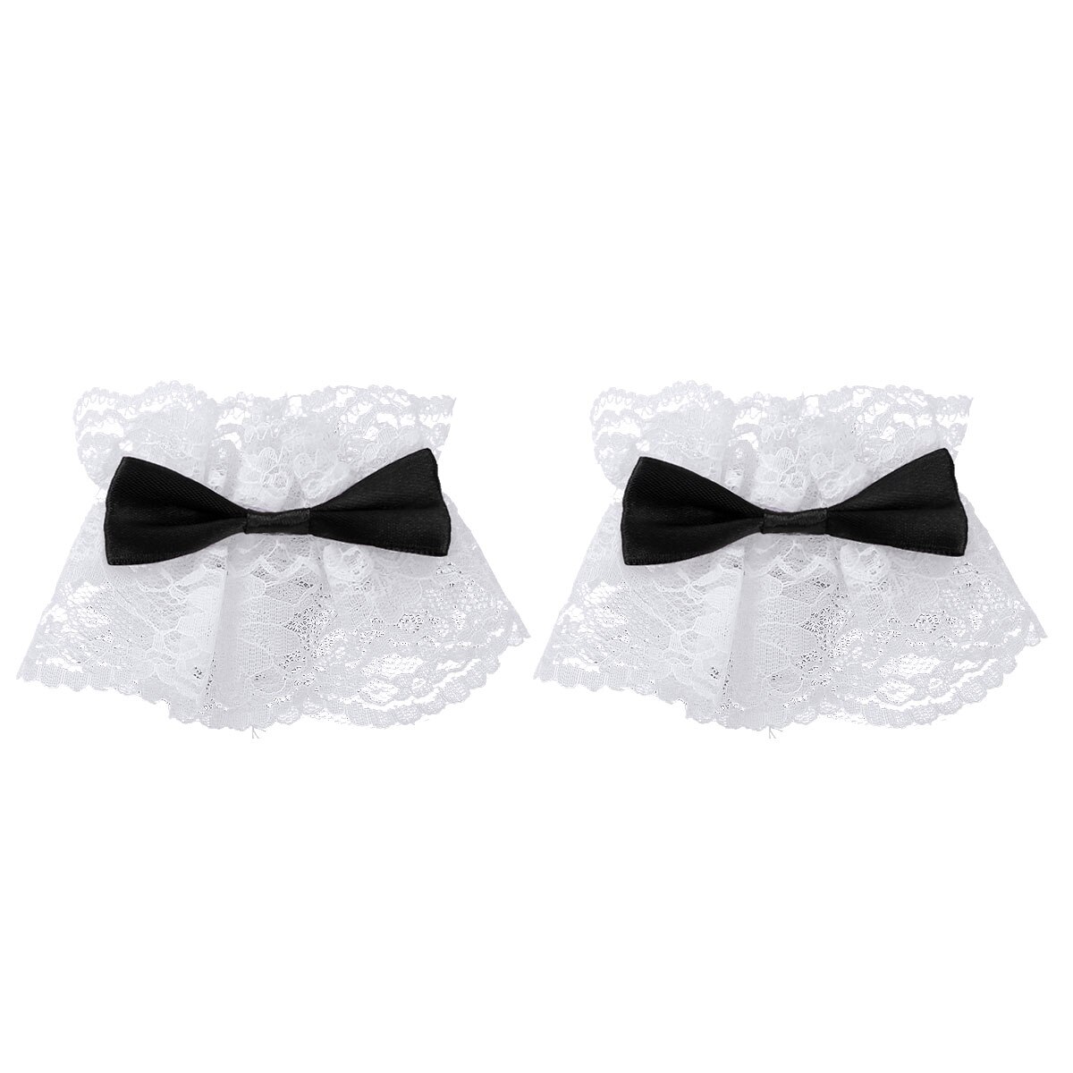 Delle donne Fatti A Mano Increspato Da Polso Polsini Floreale Del Merletto di Bowknot Polso Maniche Decorativo fasce Da Polso per Cosplay Del Partito Del costume di Usura Mano: bianca