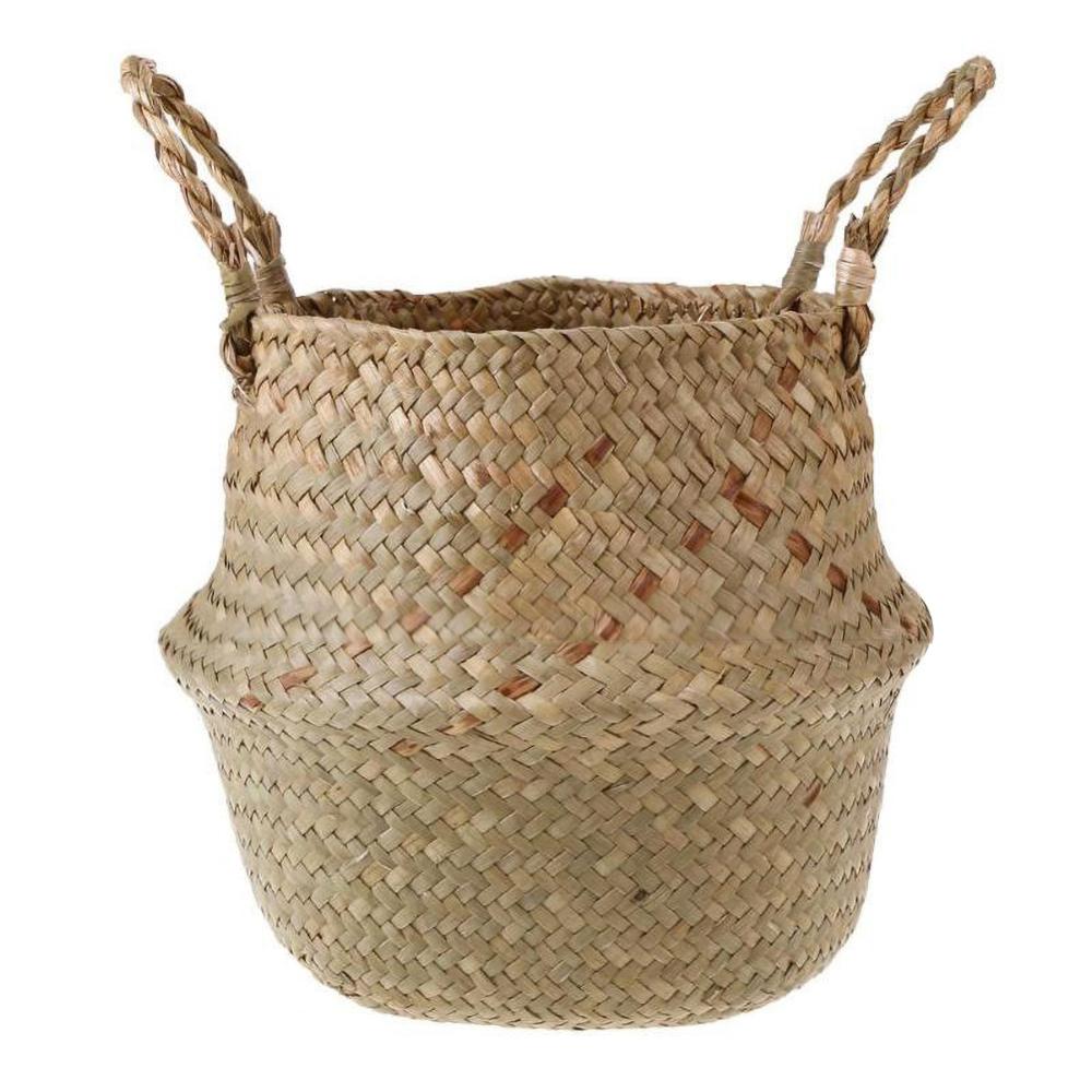 Cesta de mimbre plegable para colgar, maceta de mimbre hecha a mano para plantas, maceta moderna decorativa para el hogar