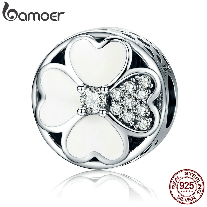 Bamoer Authentieke 925 Sterling Zilveren Hartvormige Bloemblaadjes Van Liefde Clover Kralen Fit Charm Armbanden Voor Vrouwen Sieraden SCC250