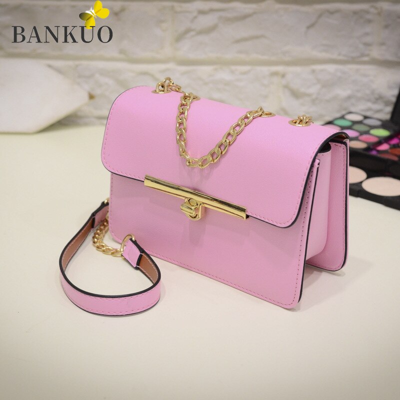 BANKUO Spring Ladies Casual Bag Leather PU Women Vintage Chains Shoulder Bag Girl Crossbody Bag Picnic Shopping Summer X41