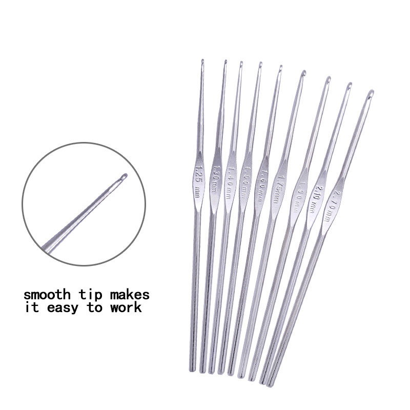 Jiwuo 16 stk / sæt metal strikkepinde håndtag enkelt hoved jern hæklenål hækle nåle diy håndværk syning sweater vævning værktøjer