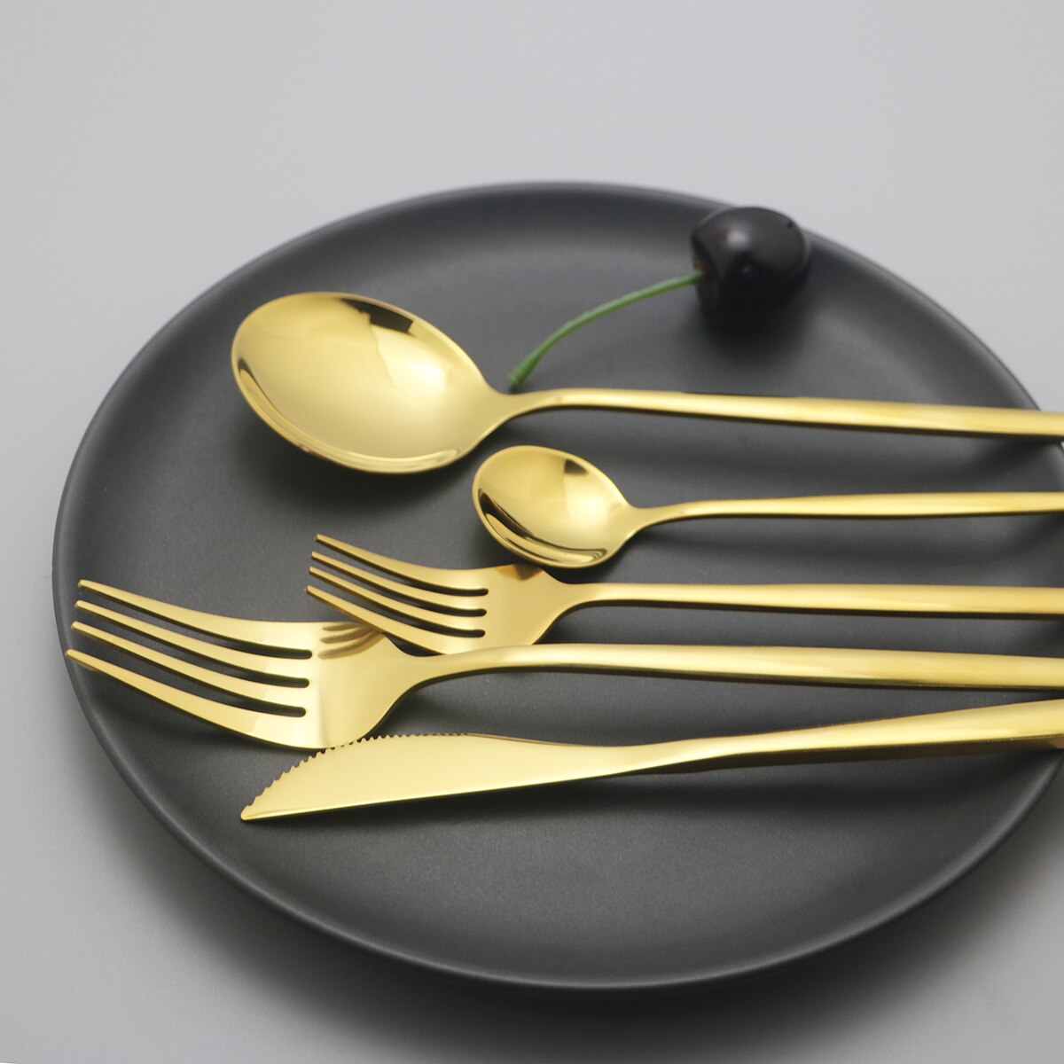 36 stk sort guld bestik sæt 18/10 rustfrit stål guld spisestel home western ske gaffel kniv bøf spisestel service sæt