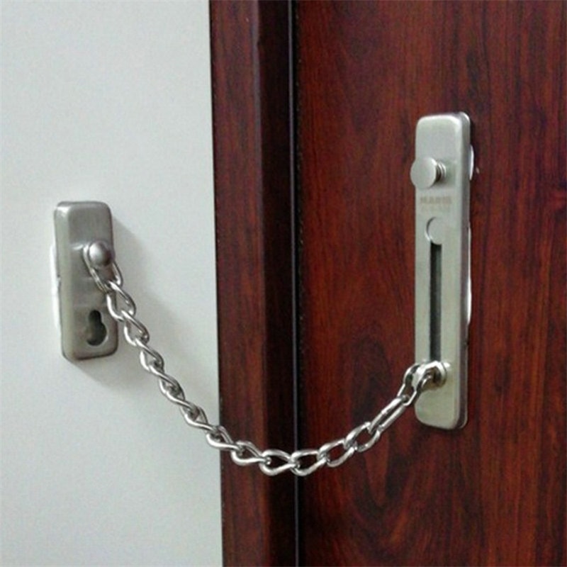 Sikkerhed dørkædelås tyverisikring dørkæde 304 rustfrit stål dørlås sølv sort dørlås hardware dørkædelås