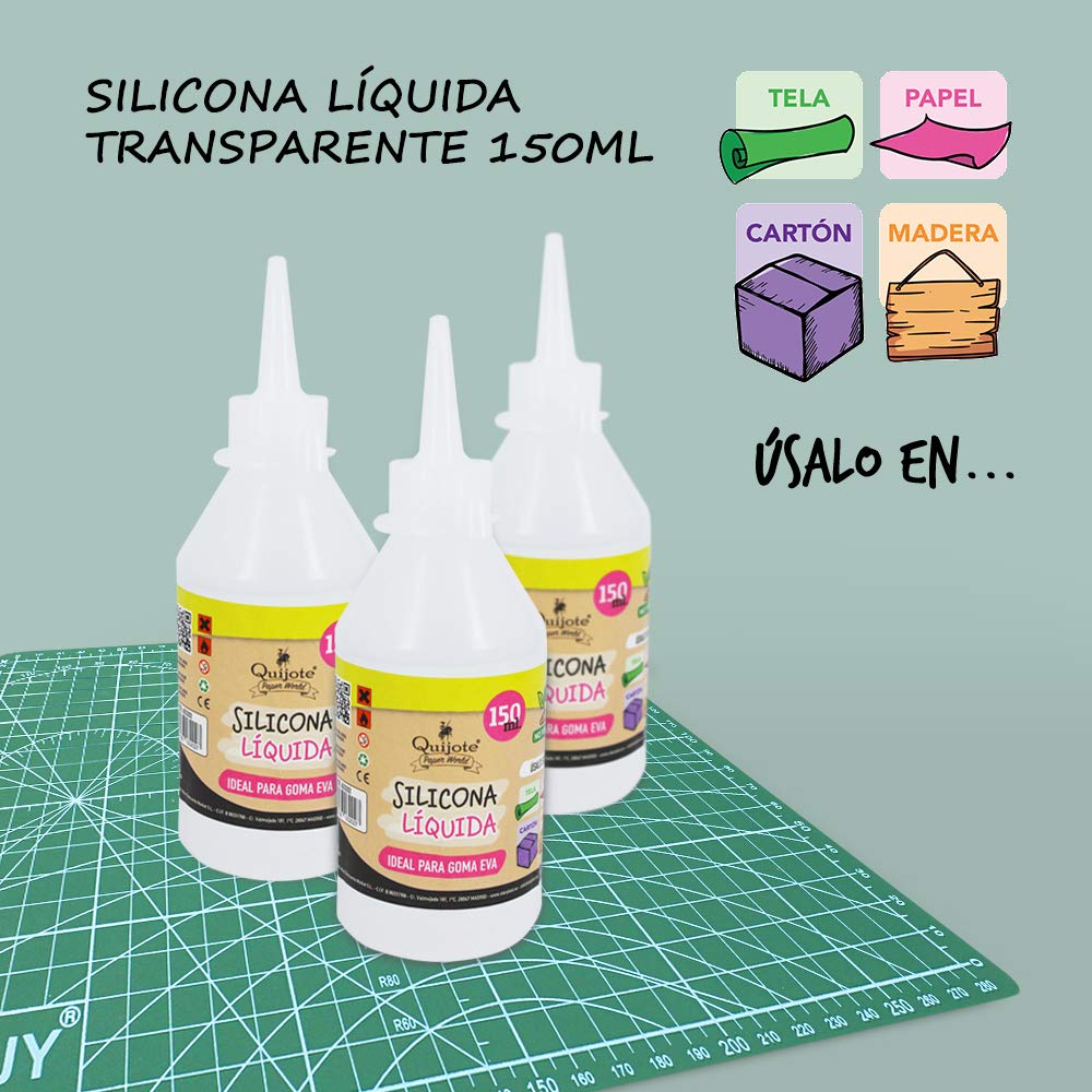 Starpast Pack de 6 Pegamentos Silicona Líquida, Transparente, 150ml para Goma Eva, Papel, Cartón, Cuero, Tela, Madera ideal