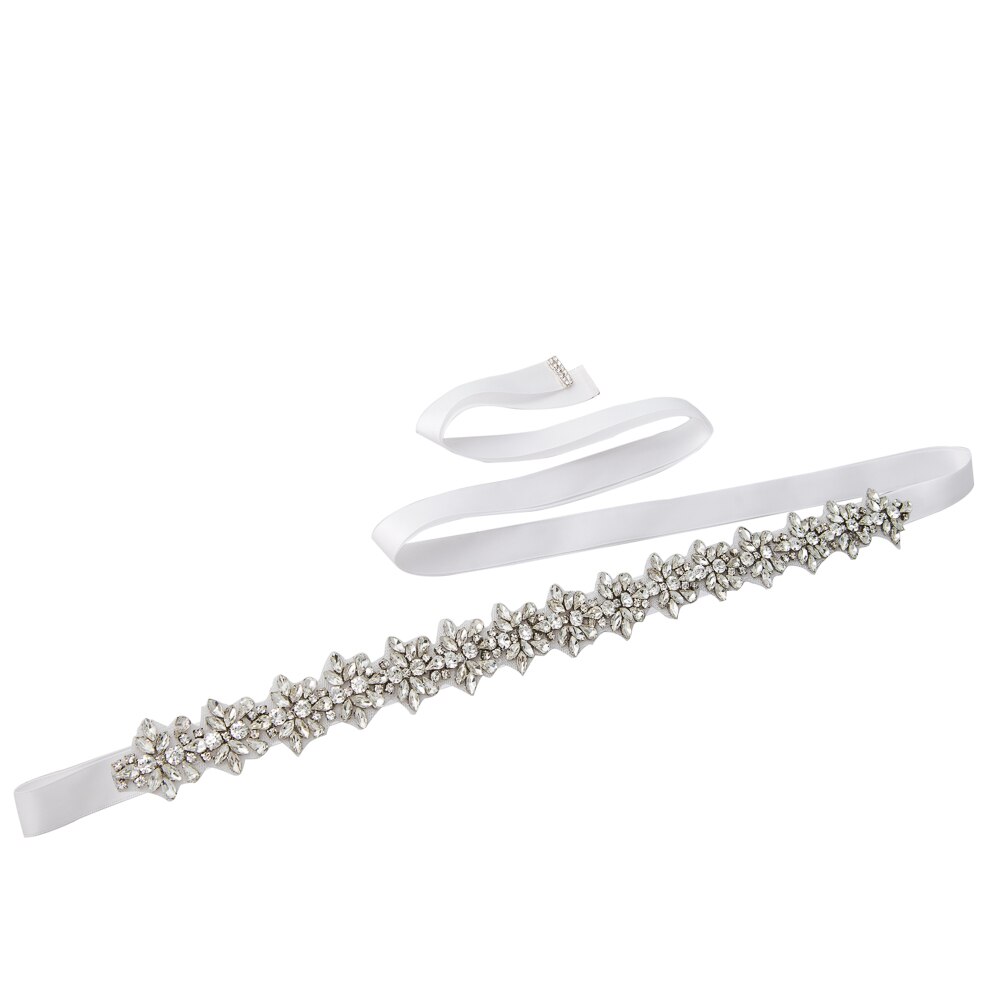 Trixy S269-S Bruiloft Riemen Zilveren Diamanten Riem Verbazingwekkende Crystal Rhinestone Riem Glanzend Bruids Riem Bruiloft Sjerpen Jeweled Riem: white
