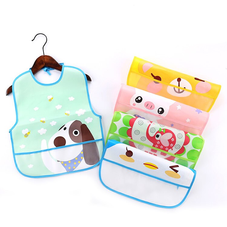 Adjustable Baby Bibs EVA Plastic Waterproof Lunch Feeding Bibs Baby Cartoon Feeding Cloth Children Baby Apron Babador de bebe
