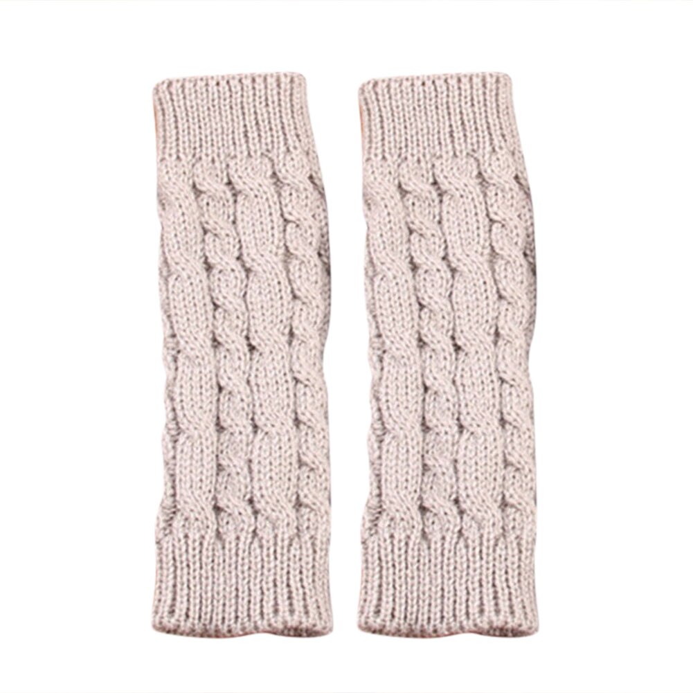 1 par vinter unisex vanter arm ærme varmere fingerløse strikkede lange handsker manga para brazo mujer kvinder mænd armopvarmere: Lysegrå
