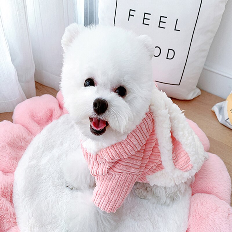 Konijn Warm Winter 2-Legged Dog Kleding Katoen Gewatteerde Cosplay Kostuum Polyester Warm Verdikking Leuke Hond Jas