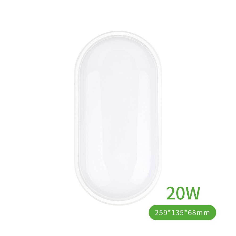 85v-265v ledede paneler lys fugtisoleret loftslampe  ip65 vandtæt badeværelse udendørs havehave lampe 16w 20w væglampe: Oval 20w