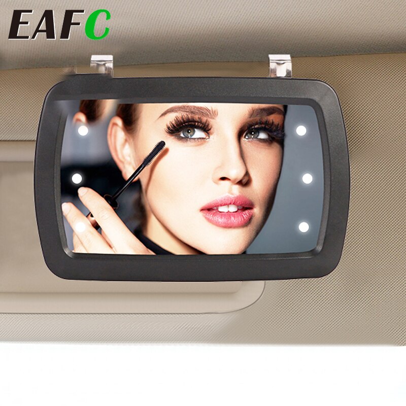 Draagbare Auto Interieur Make-Up Spiegel Auto Visor Hd Cosmetische Spiegels Universele Auto Binnenspiegel Achteruitkijkspiegel Met Led Licht