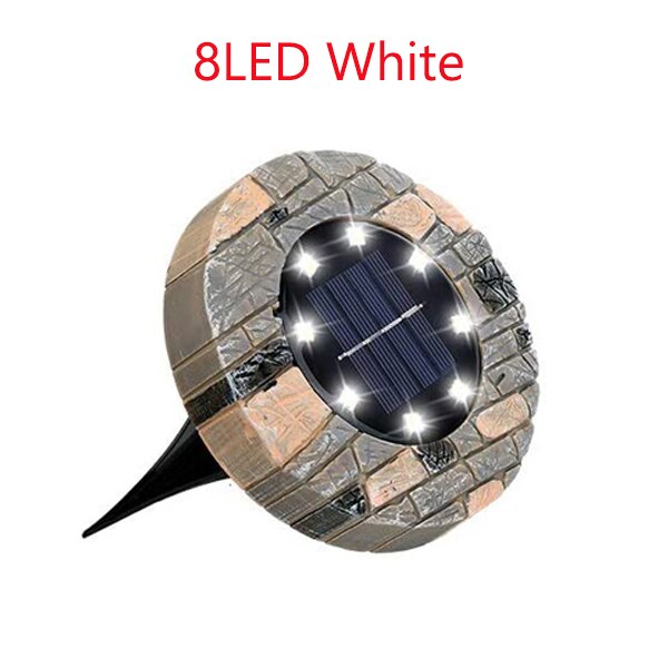 8 led solcelle bakken lampe stein-lignende utendørs hage lys vanntett solar dekk lys plen sti gangvei sti lampe dekorasjon: 8 ledet hvitt / 8 stk