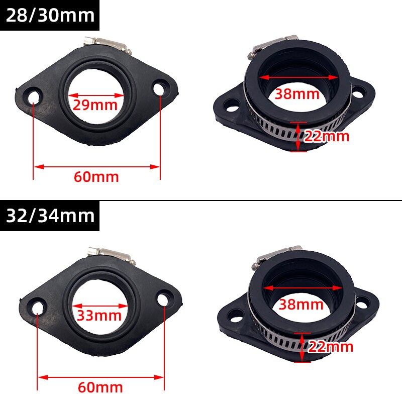 Adaptador de carburador para motocicleta, entrada de tubo de entrada, alfombrilla de goma para motor PWK 28/30mm 32/34mm, compatible con On110 125 140 150 160cc