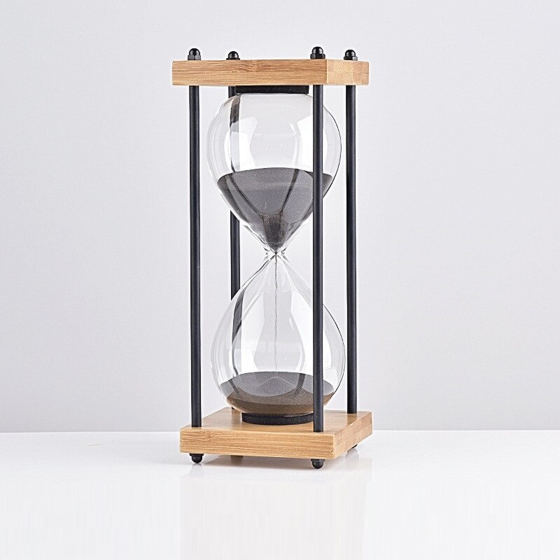 Platz Holz Unten Glas Sanduhr 30 Minuten Zeit Timer Hause Ornamente Sanduhr Küche Stunde Meter Blau Sand Uhr freundlicher: Bambus Schwarz