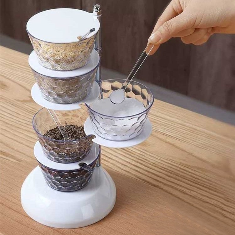 Accessoires de cuisine tournant 5 niveaux cuisine sucre sel poivre épices support assaisonnement boîte de rangement Pot pour Condiment Pot à épices