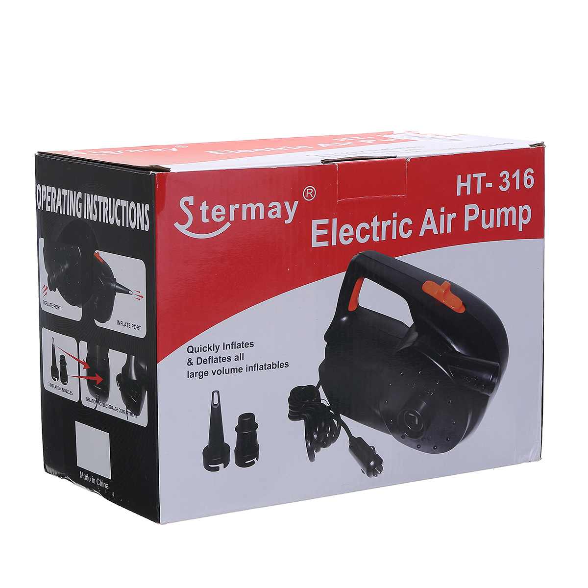T -338 genopladelig pumpe elektrisk oppustelig luftpumpe til oppustelig bådkajak luftmadras høj effekt ac/bil 12v