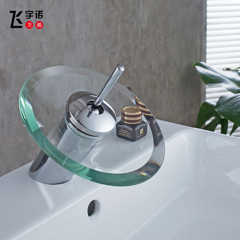 Koperen kraan voor grensoverschrijdende levering van buitenlandse handel, badkamer, glas waterval, wastafel plating, koud en warm water mengen fauc