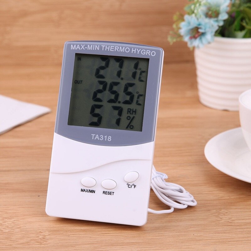 Digitale LCD thermometer C/F schakelbare binnen/buiten dual temperatuur alarm kamertemperatuur meter met sensor