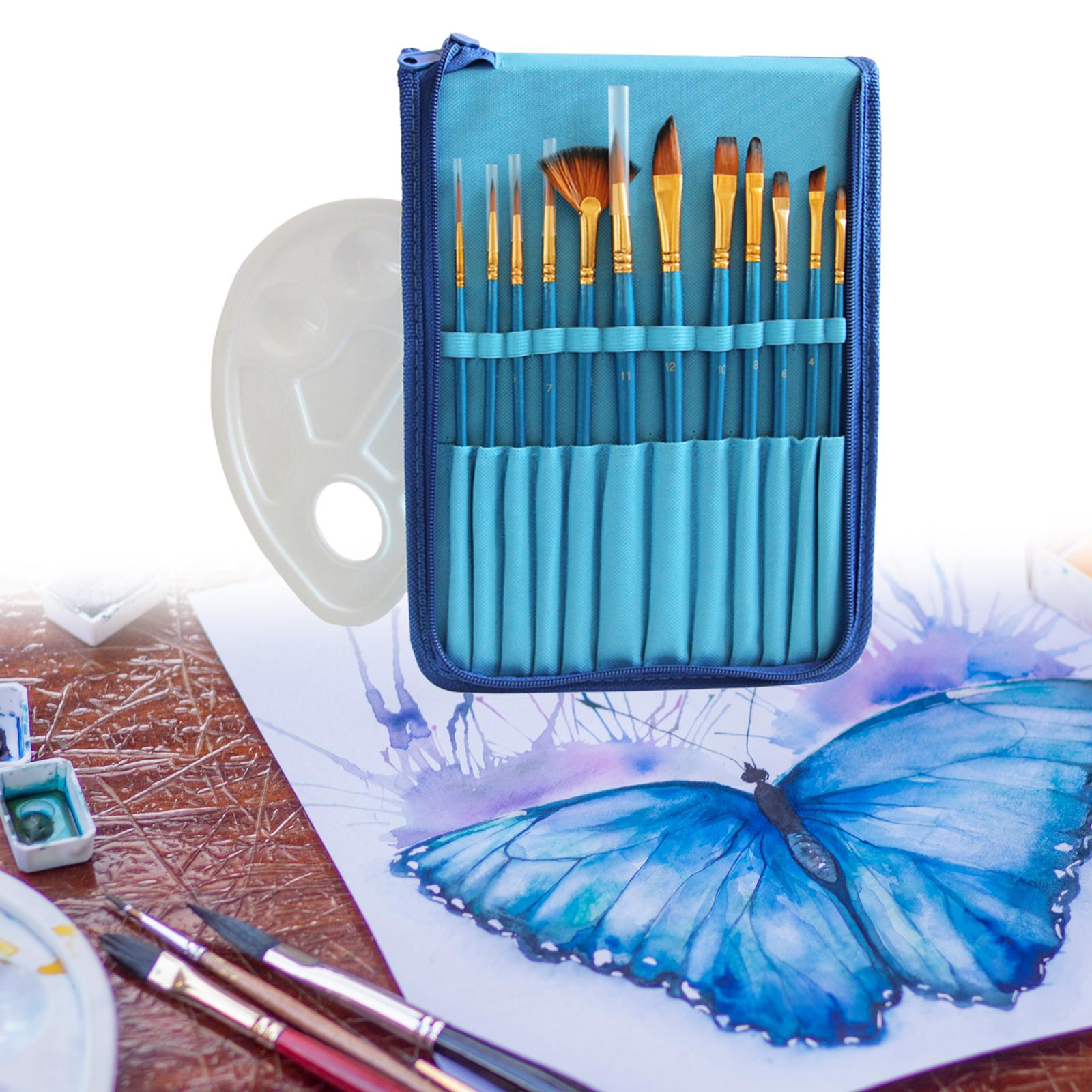 Paint Brush Set Carrying Case and Palette Synthetic Hair Paint Brushes For Beginner Acrylic Painting Art Supplies