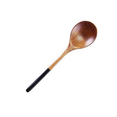 Cuillères à soupe japonaise en bois, cuillère à Dessert, petite cuillère à café en bois, cuillère à glace pour enfants, ustensiles de cuisine en bois, vaisselle 1 pièce: black