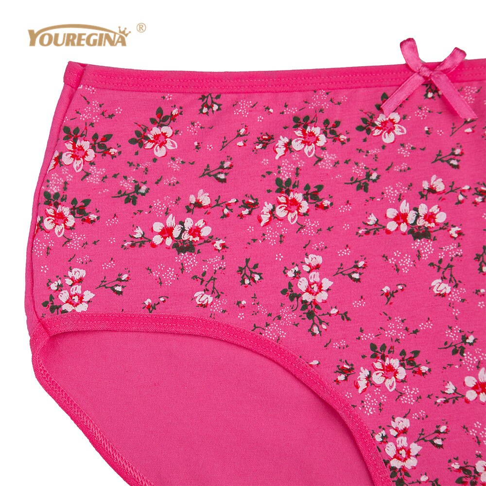 YOUREGINA Women Panties Cotton Plus Size High Waist Print Panties Women&#39;s Floral Lingerie Briefs Ladies Under Wear 6pcs/set