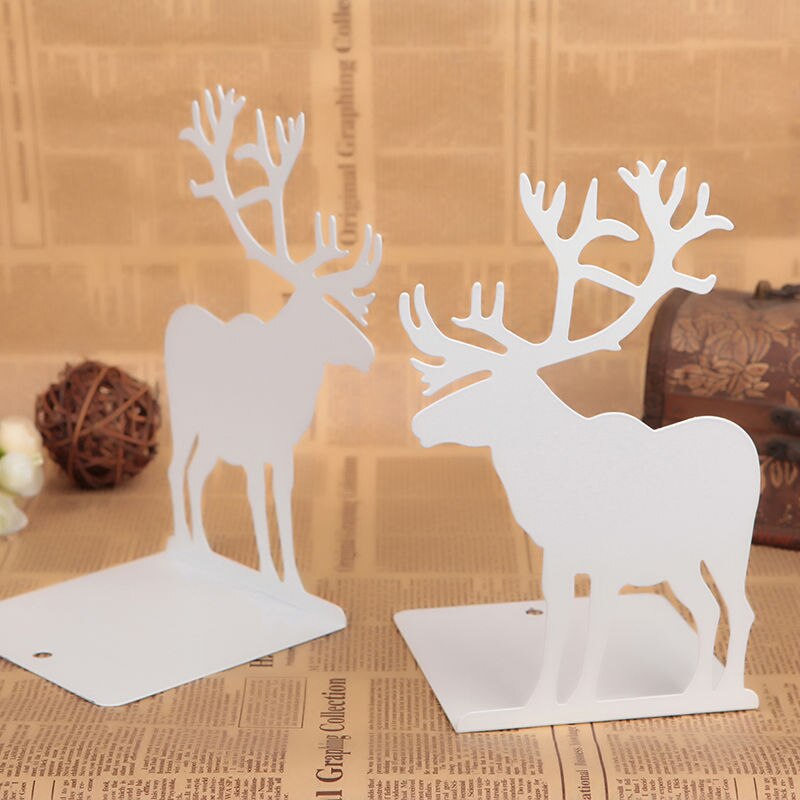 2 Pcs/Set Cute Giraffe and Elephant Book Stand Cartoon Metal Bookend Reading Book Holder Shelf
