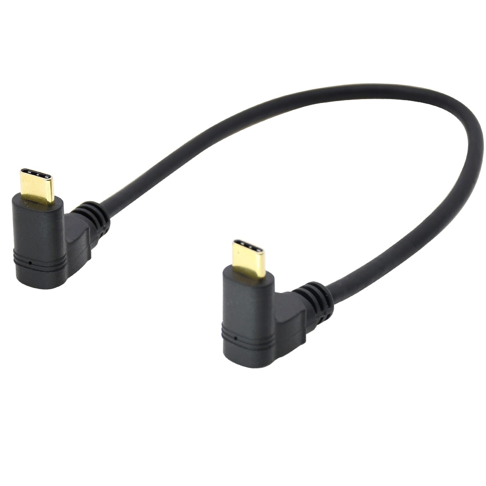 USB3.1 GEN2 10Gbps usb c cable gold plated connector 90 degree angle type-c male to type c male data and fast charge cable 1ft