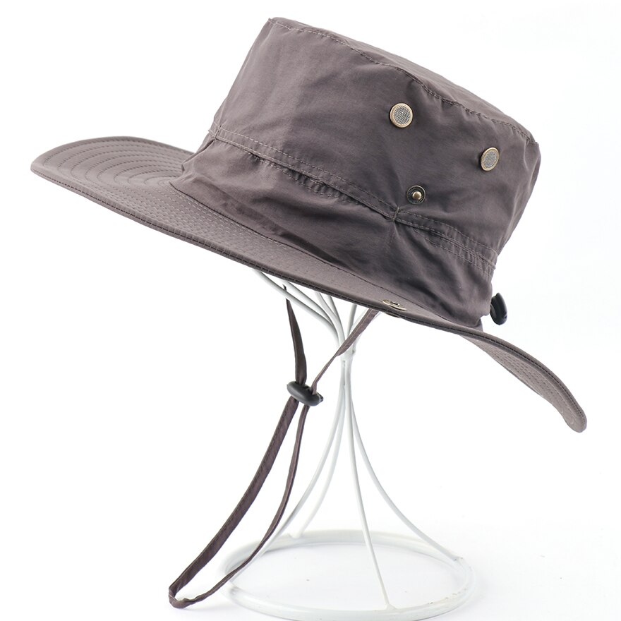 CAMOLAND Waterproof Boonie Hat For Men Outdoor Fishing Hats Wide Brim UV Protection Beach Caps Women Breathable Sun Bucket Hat: Dark Grey