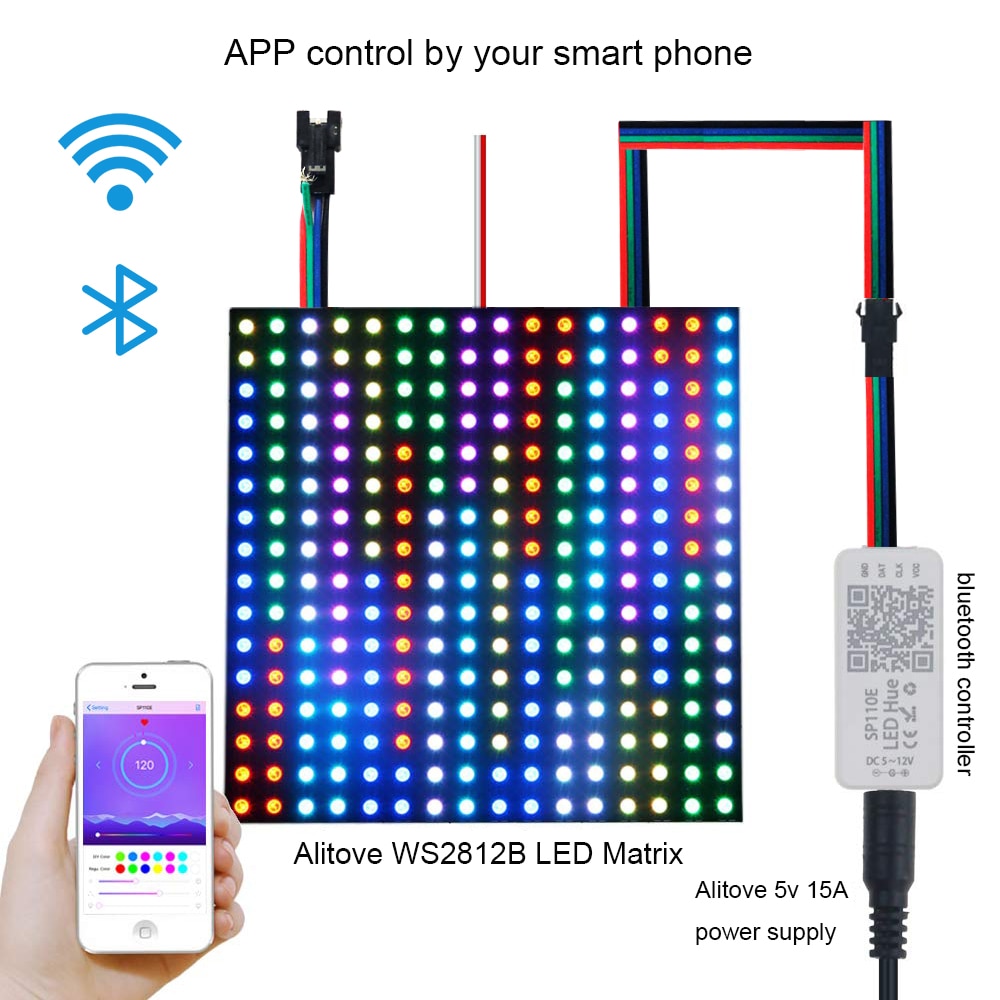 WS2812B WS2811 Addressable LED Bluetooth Controller iOS Android App Wireless Remote Control DC 5V~12V for SK6812 SK6812-RGBW WS2